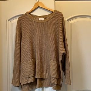 Melloday Camel Two Pocket Knit Sweater
